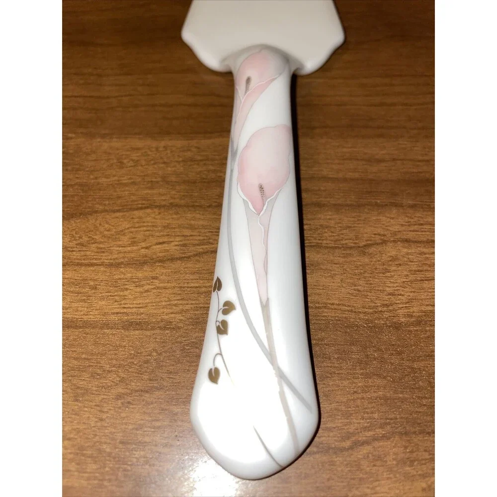 Vtg Mikasa Bellamy Pie Cake Server Lifter Bone China FX045 Pink Lily Japan MIJ